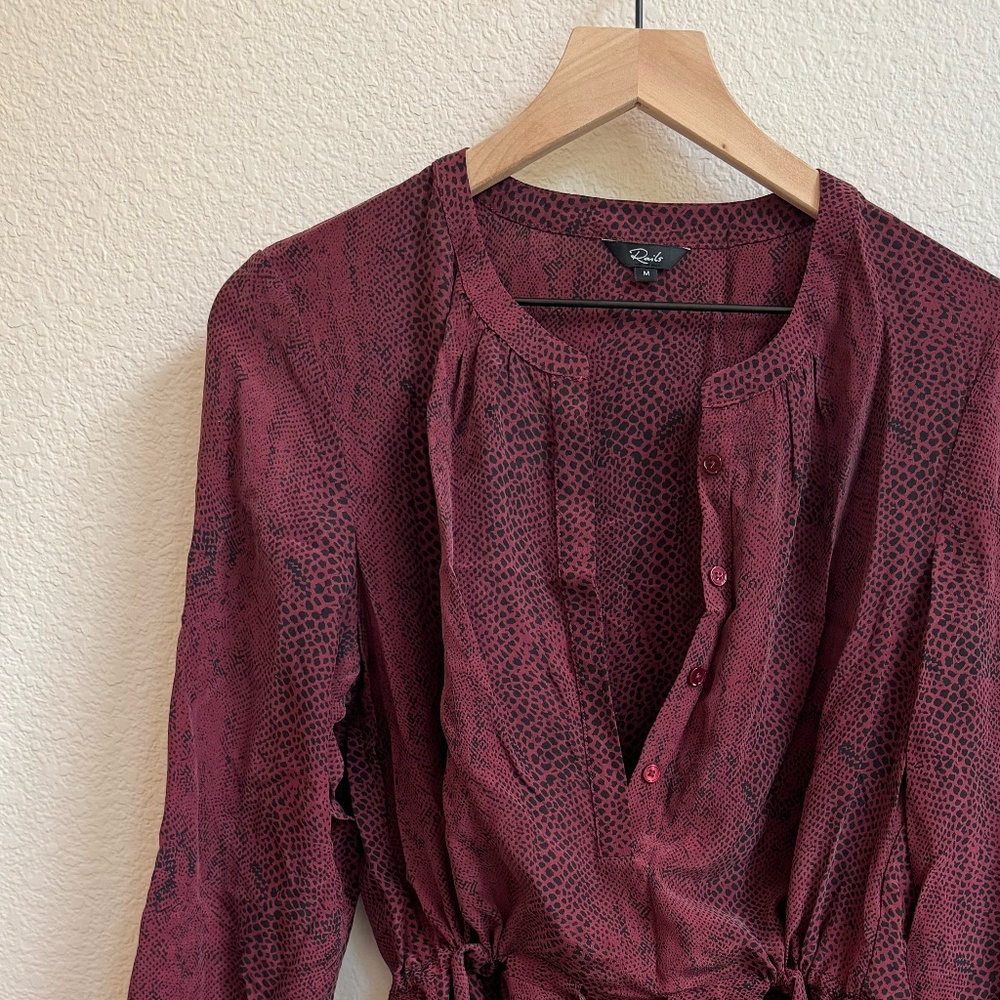 Rails Drawstring Snake Skin Print Dress (M) - image 1